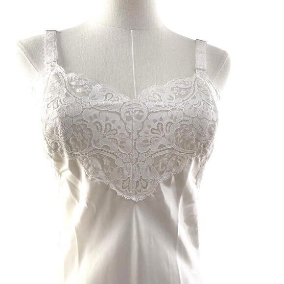NWT Vintage 90s Wondermaid Bridal White Satin & Lace Full Slip Dress Size 34 - Picture 4 of 13